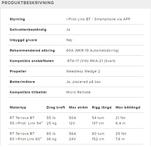 minn kota RIPTIDE TERROVA BT IP-LINK frontmonterad elmotor