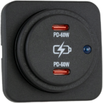 Sutars USB-C 60W uttag dubbelt utanpåliggande